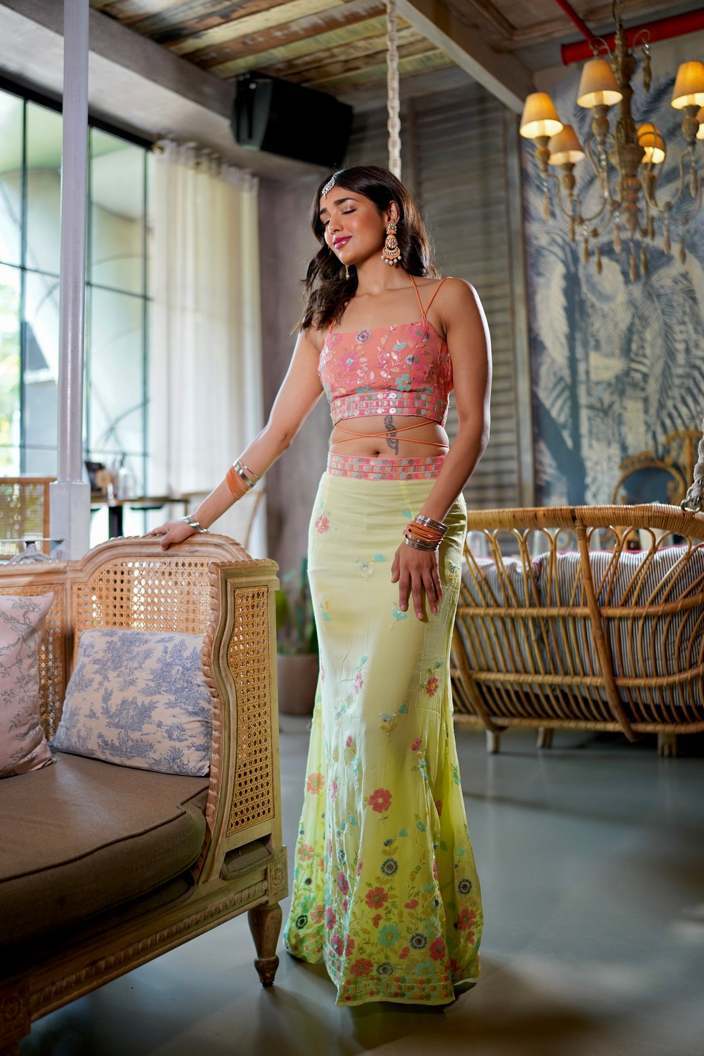 Salmon & Lime Lehenga